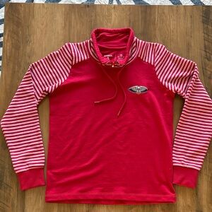 New Orleans Pelicans Antigua Red Pullover with Striped Sleeves and Wing Patch